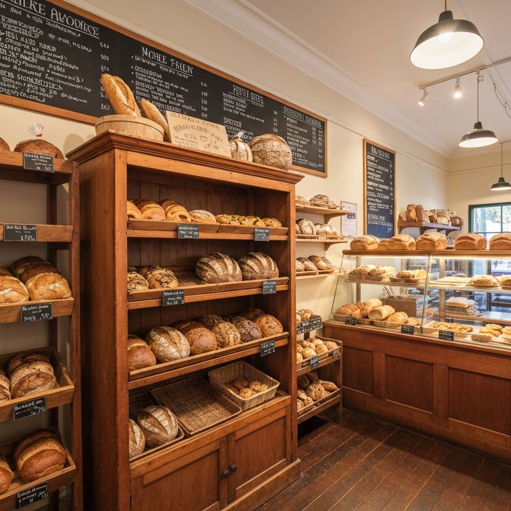 Inside Paradise Bakehouse — warm display cases filled with freshly baked goods
