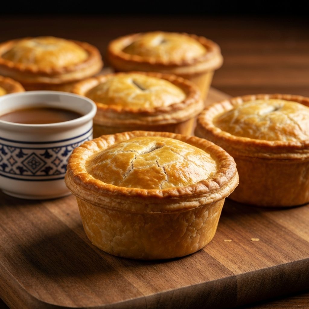 Golden gourmet meat pies fresh from the oven at Paradise Bakehouse